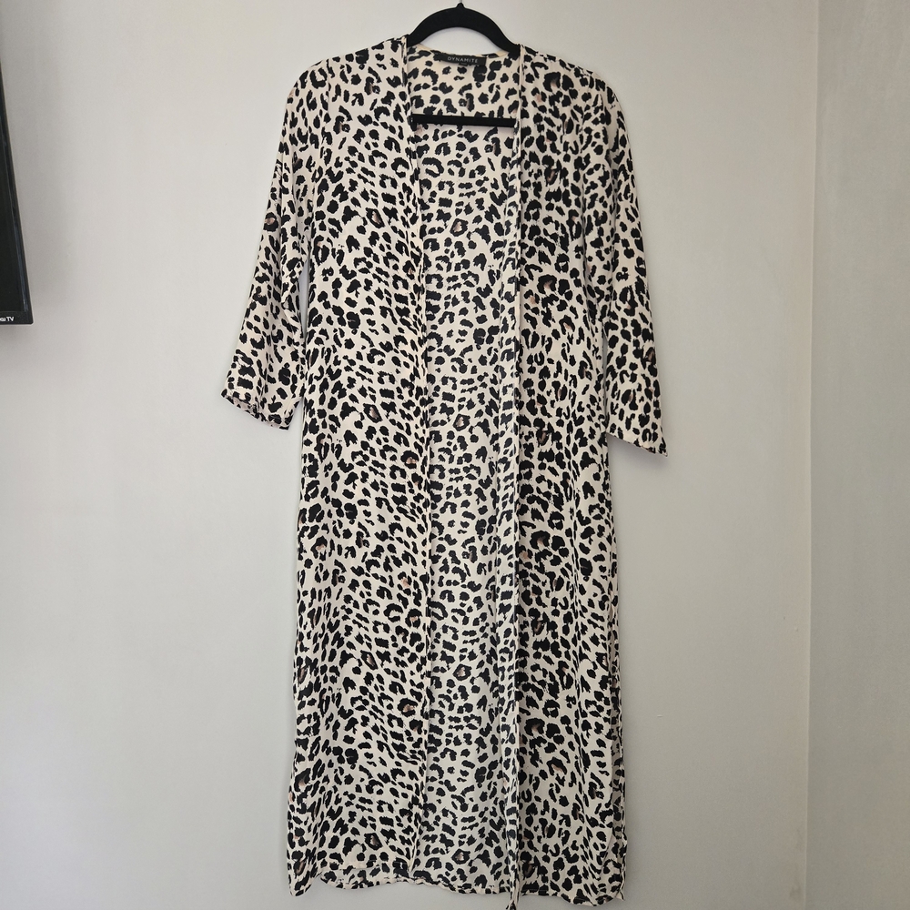Dynamite Leopard Print Long Duster Cardigan